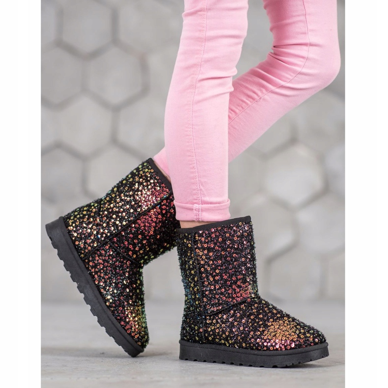 SHELOVET Meleg Mukluki flitterekkel fekete 2