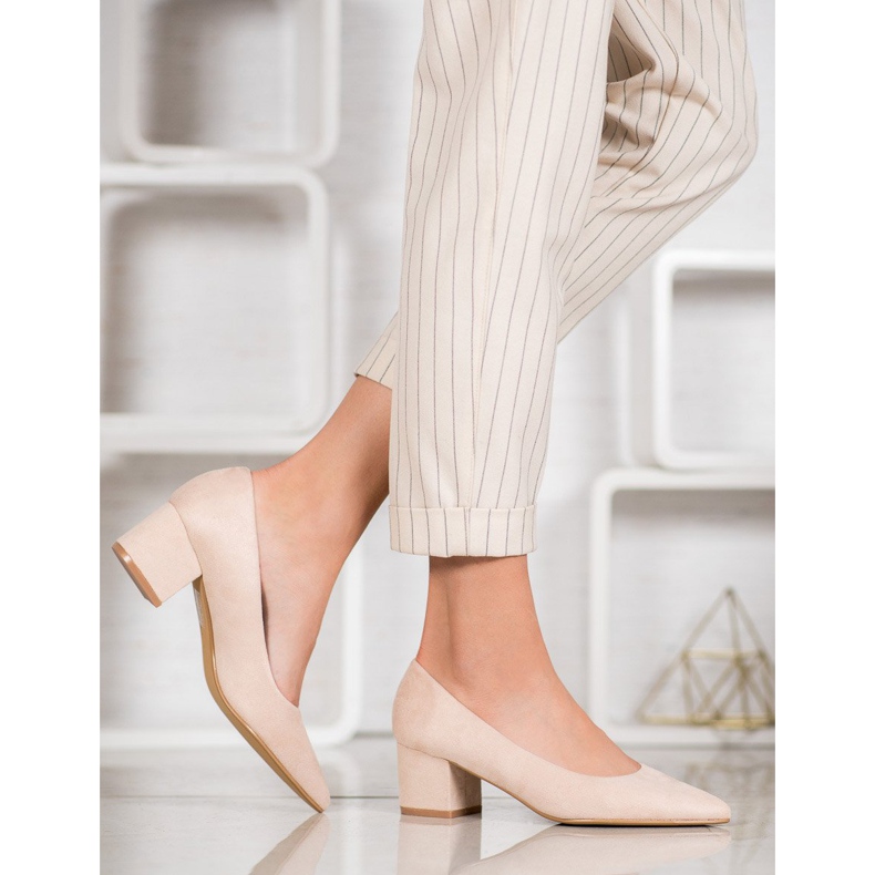 Ideal Shoes Velúr szivattyú magas sarkú cipőben barna 2