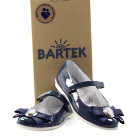 Lányok bőr balerinái íj 45418 Navy Blue Bartek kék 3