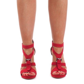 Velúr szandál magas sarkú S239 Red piros 1