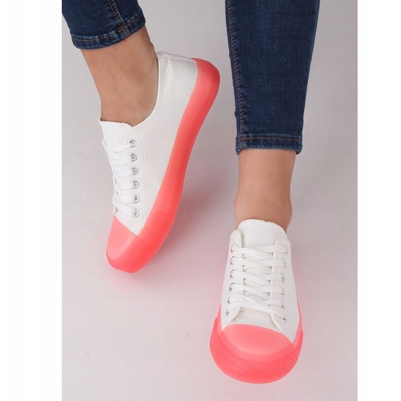 Cipők színes talpon, fehér és rózsaszín FG-2948 Pink 2