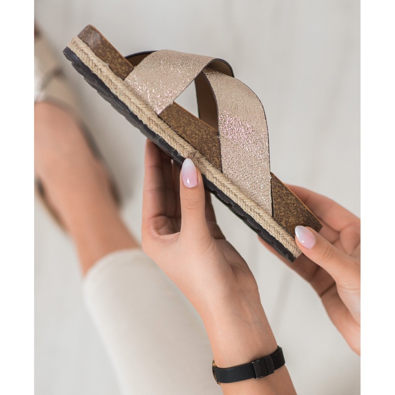 Goodin Kényelmes arany papucs aranysárga 2