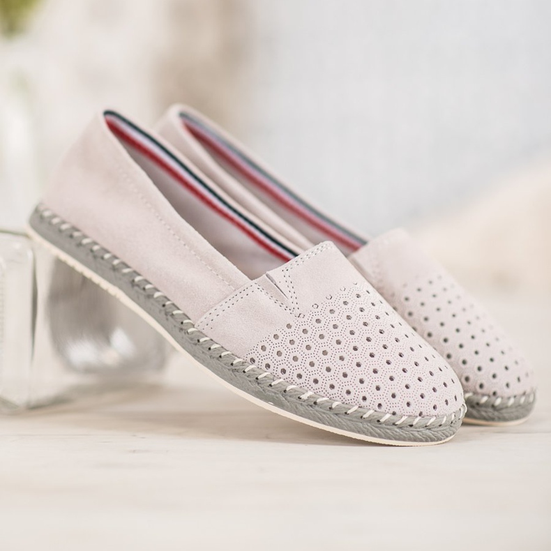 Goodin Áttört bőr balerina szürke 2