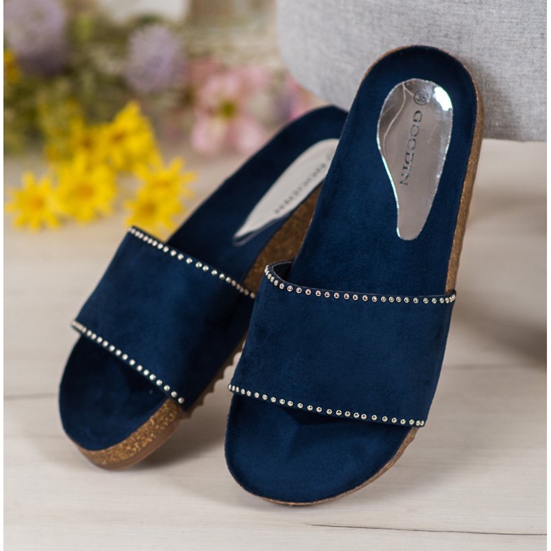 Goodin Velúr papucs sötétkék 1