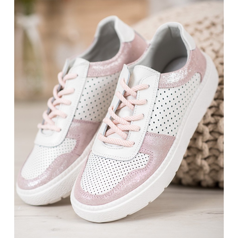 Goodin Brokát bőr cipő fehér 2