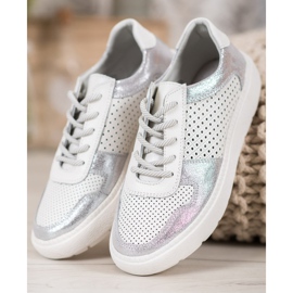 Goodin Brokát bőr cipő fehér 2