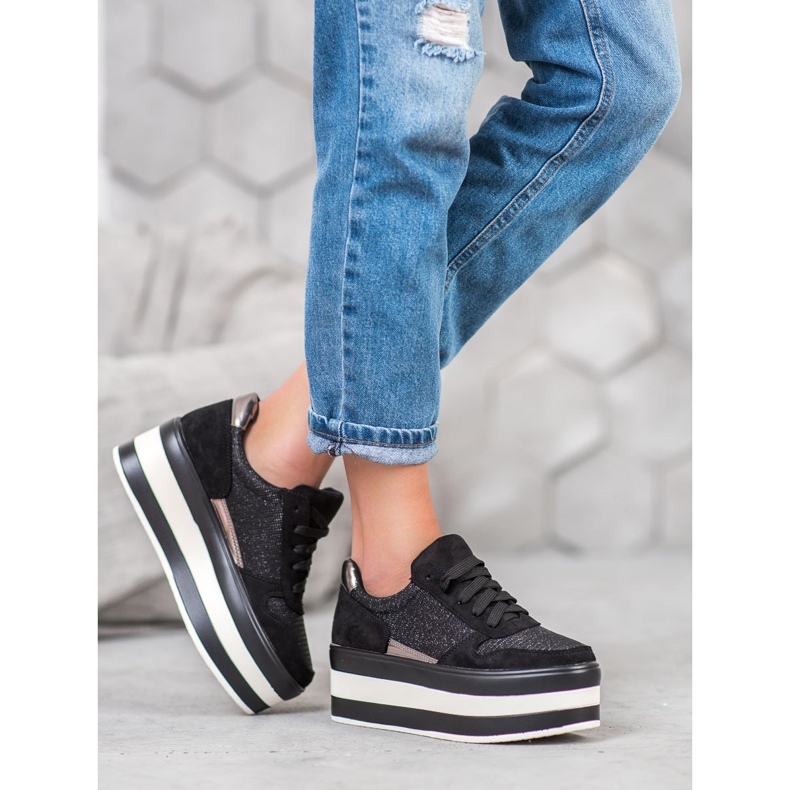 Seastar Cipők a platformon fekete szürke 2