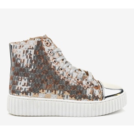 Ezüst cipők egy platformon, 1761 cipzárral szürke 2