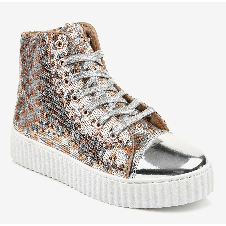 Ezüst cipők egy platformon, 1761 cipzárral szürke 1