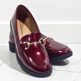 Piros mokaszin női cipő A9002 5