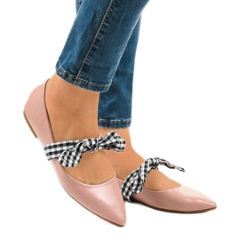 Rózsaszín fűzős balerinák íjakkal NK07P 1