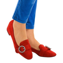 Piros velúr magas sarkú cipő L419 1