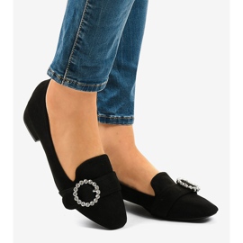 Fekete velúr magas sarkú cipő L419 2