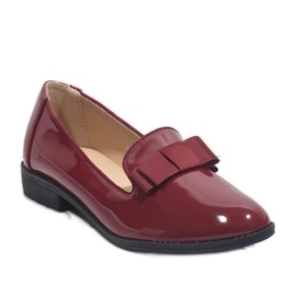 Női piros mokaszin masnival F158 1