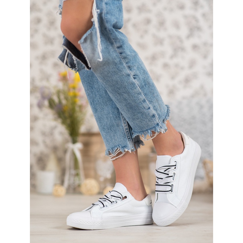 SHELOVET Kényelmes textil cipők fehér 2