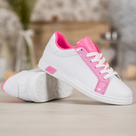 Ideal Shoes Divatos cipők Eco bőrrel fehér rózsaszín 4