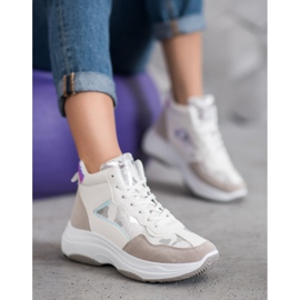 Ideal Shoes Magas csizma a platformon fehér barna sokszínű 2