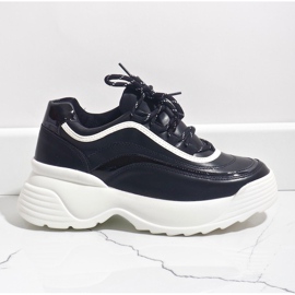 Fekete, ökobőr sportcipők 7918-Y 2