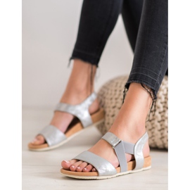 SHELOVET Kényelmes ezüst szandál szürke 1