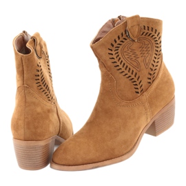 M.Daszyński Alkalmi Női cowboycsizma Daszyński 1921, velúr barna 4