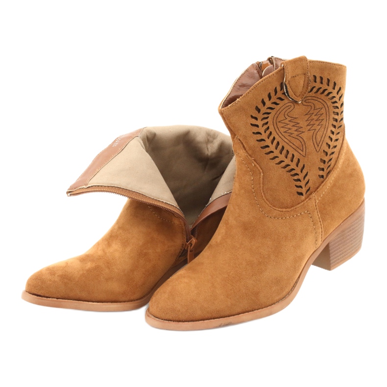 M.Daszyński Alkalmi Női cowboycsizma Daszyński 1921, velúr barna 5