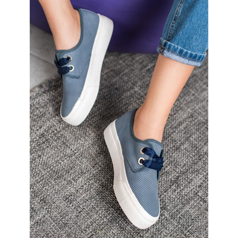 Kylie Szalaggal kötött cipők kék 1