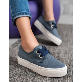 Kylie Szalaggal kötött cipők kék 2