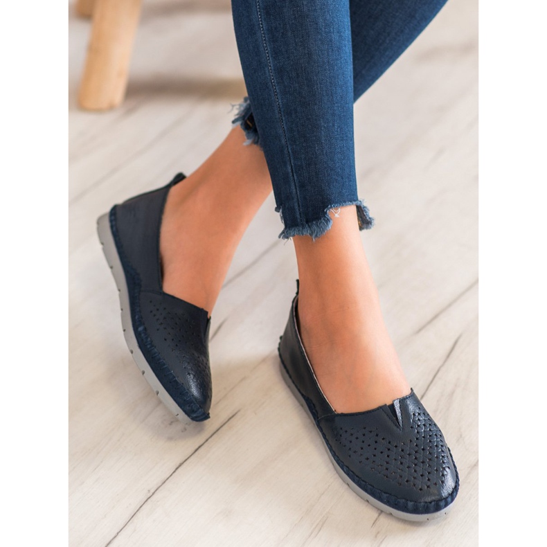 Evento Áttört cipők Eco bőrrel sötétkék kék 1