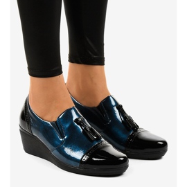 Fekete ék cipő 7-9022 sötétkék 1