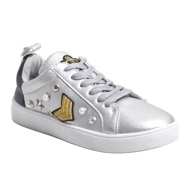 856-Y ezüst cipők gazdagon díszítve fekete szürke 1