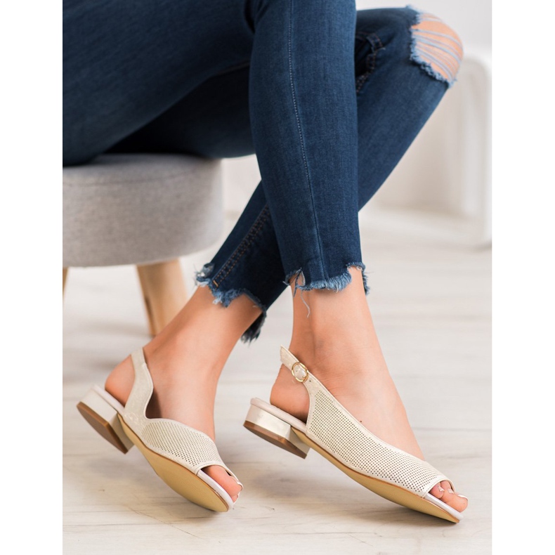 Sergio Leone Áttört szandál alacsony sarkú cipőben sárga 2