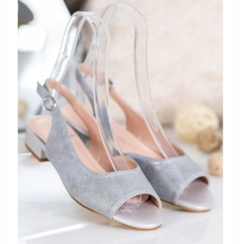 Sergio Leone Áttört szandál alacsony sarkú cipőben szürke 1