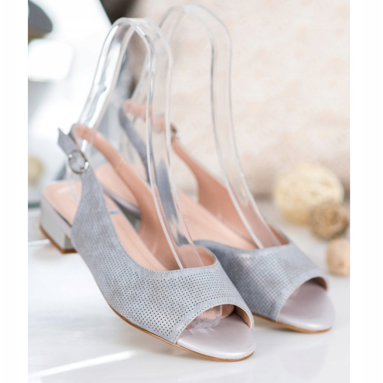 Sergio Leone Áttört szandál alacsony sarkú cipőben szürke 1