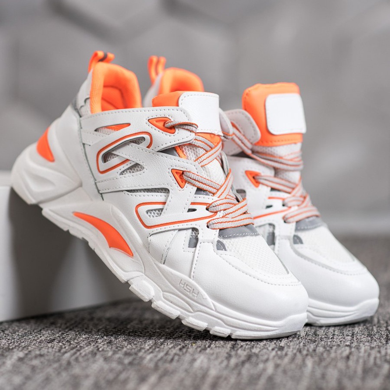 Small Swan Kényelmes Eco bőr cipők fehér narancssárga 1