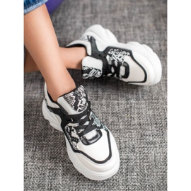 Weide Divatos Eco bőr cipők fehér fekete 1