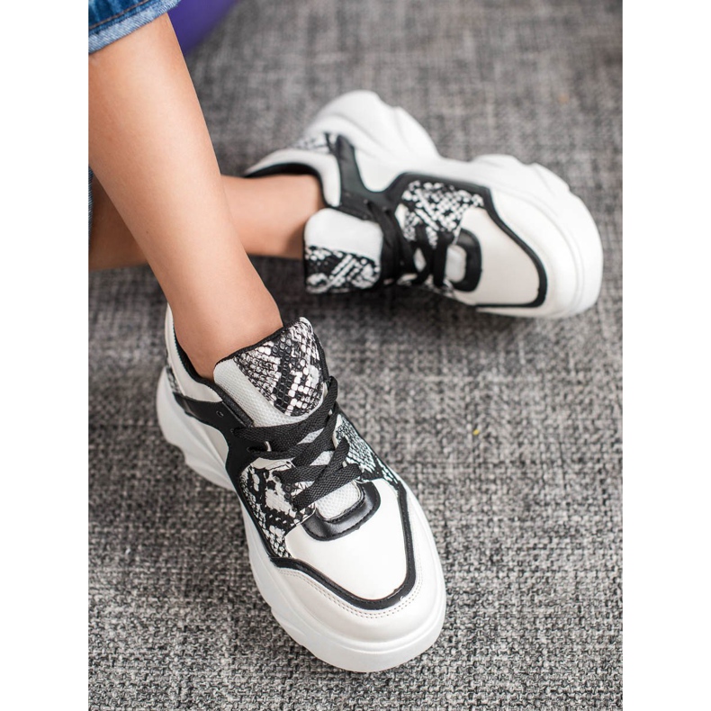 Weide Divatos Eco bőr cipők fehér fekete 1