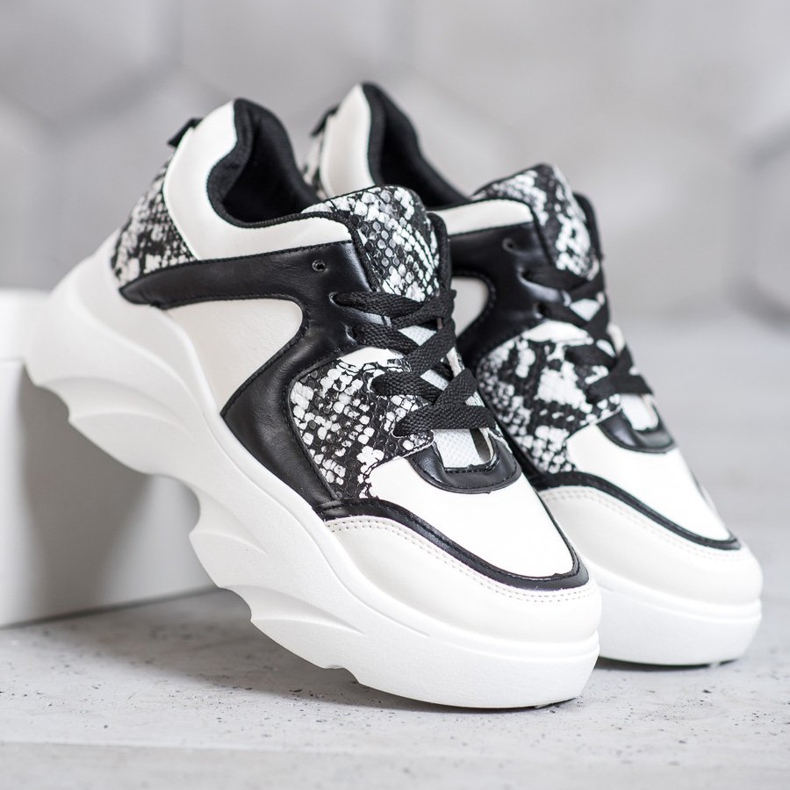 Weide Divatos Eco bőr cipők fehér fekete 2