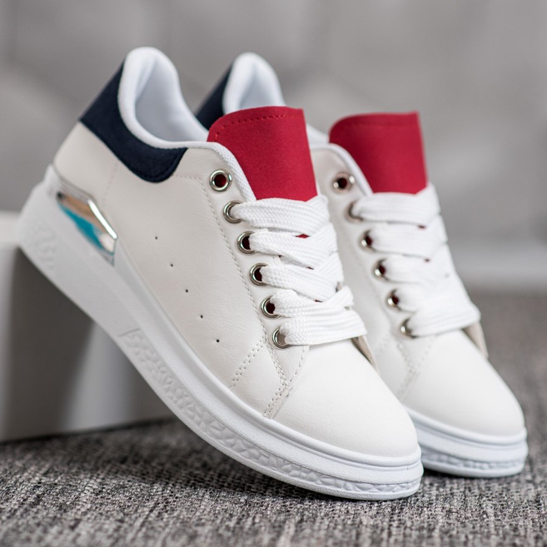 SHELOVET Cipők a platformon, öko bőrrel fehér 2