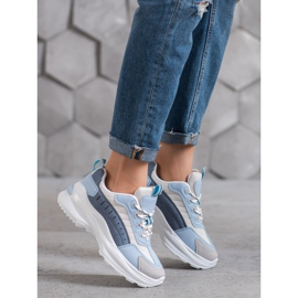 SHELOVET Divatos cipő a platformon kék sokszínű 2 SHELOVET Divatos cipő a platformon kék sokszínű 2