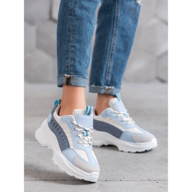 SHELOVET Divatos cipő a platformon kék sokszínű 1 SHELOVET Divatos cipő a platformon kék sokszínű 1