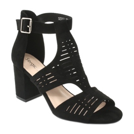 Sergio Leone SK903 velúr felsőrész szandál fekete 1