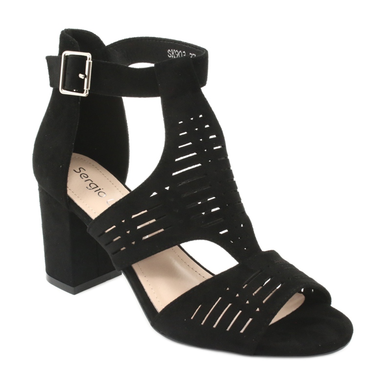 Sergio Leone SK903 velúr felsőrész szandál fekete 1