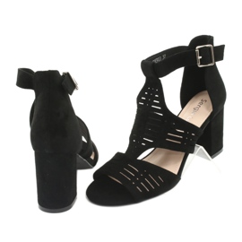 Sergio Leone SK903 velúr felsőrész szandál fekete 4