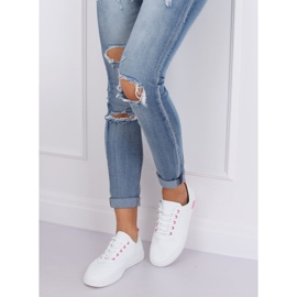 Fehér és rózsaszín fűzős cipők BB77 Fushia 2