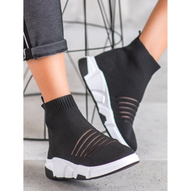 SHELOVET Csúsztatható cipők hálóval fekete 2