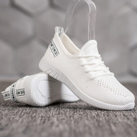 SHELOVET Áttört textil cipők fehér 1