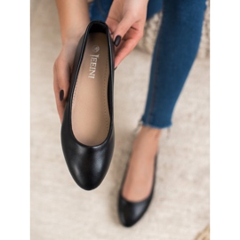 SHELOVET Klasszikus öko bőr balerina fekete 1