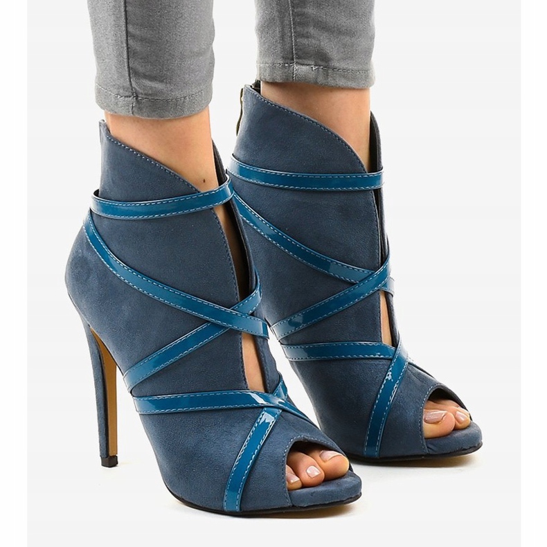 Kék velúr magas sarkú cipő SY-20 1