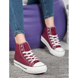 SHELOVET Magas textil cipők piros 1