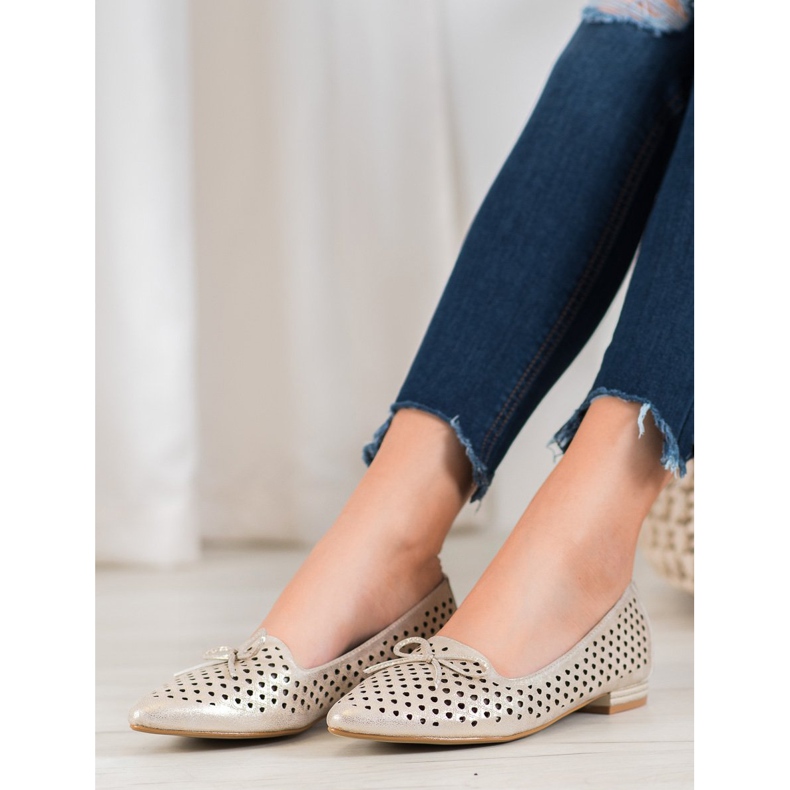 Goodin Elegáns áttört balerinák aranysárga 1